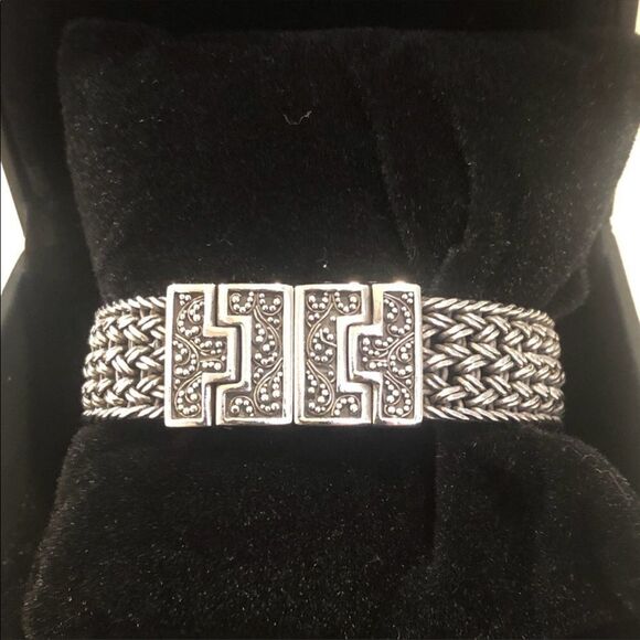 LOIS HILL Sterling Silver Pink Scroll Filigree Thai Flat Weave Bracelet Watch - Picture 2 of 16